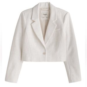 Abercrombie Light Blue Cropped Tweed Blazer